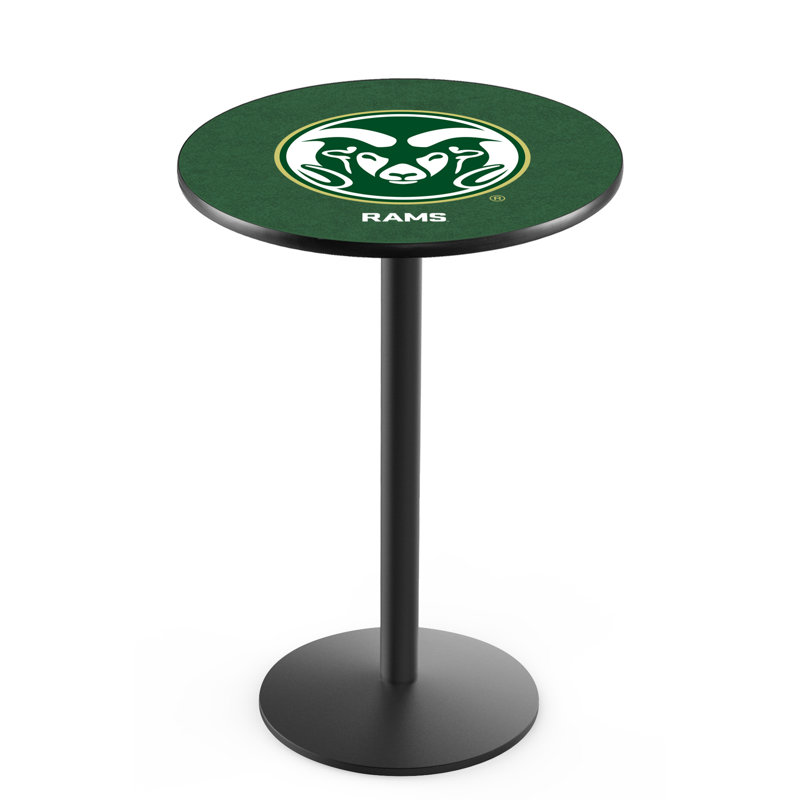 Round Metal Base Dining Table, Black Wrinkle, Colorado State University