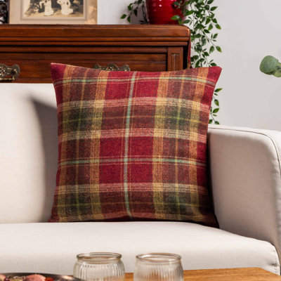 Gingham Green and Red Cushion