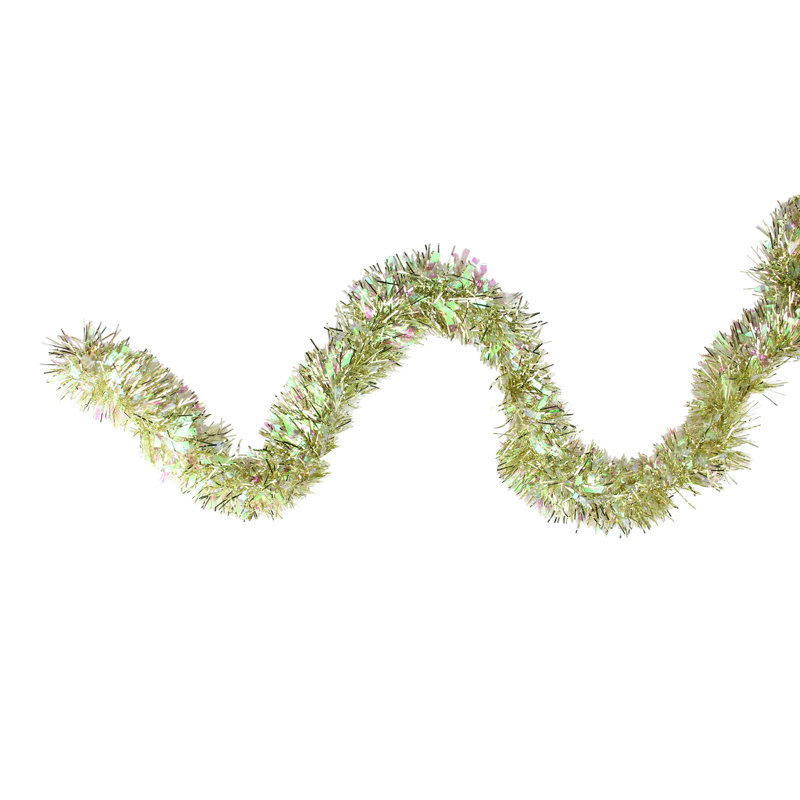 12 ft Iridescent and Gold Tinsel Christmas Garland
