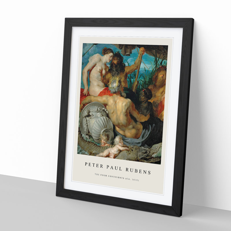 The Four Continents by Peter Paul Rubens - Picture Frame Painting, Black Framed, 36cm H x 27cm W x 2cm D