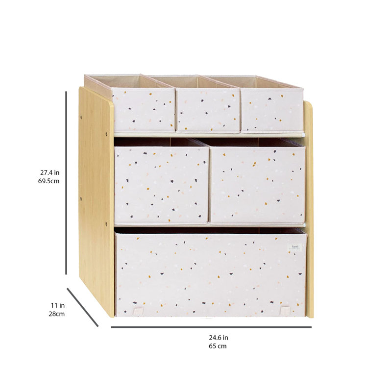 3 Sprouts - Unité de rangement pour jouets avec 6 bacs - Terrazzo rose pâle