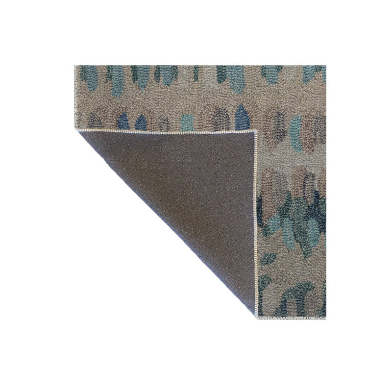 Tapis bleu-vert à motif abstrait et créatif, Rectangle 3 pi 3 po x 4 pi 11 po 