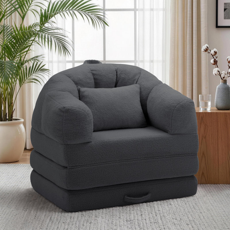Folding Sofa Bed, Convertible Sleeper Chair with Armrest, Floor Futon Couch with Pillow, Sleeper Single Chair for Adults, Couches for Living Room, Small Couches for Small Spaces