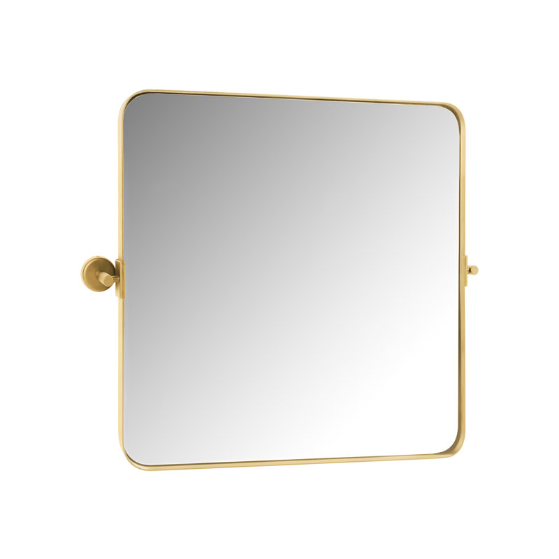 Khylia Metal Flat Wall Mirror, Gold, 30" H x 22" W x 1.2" D