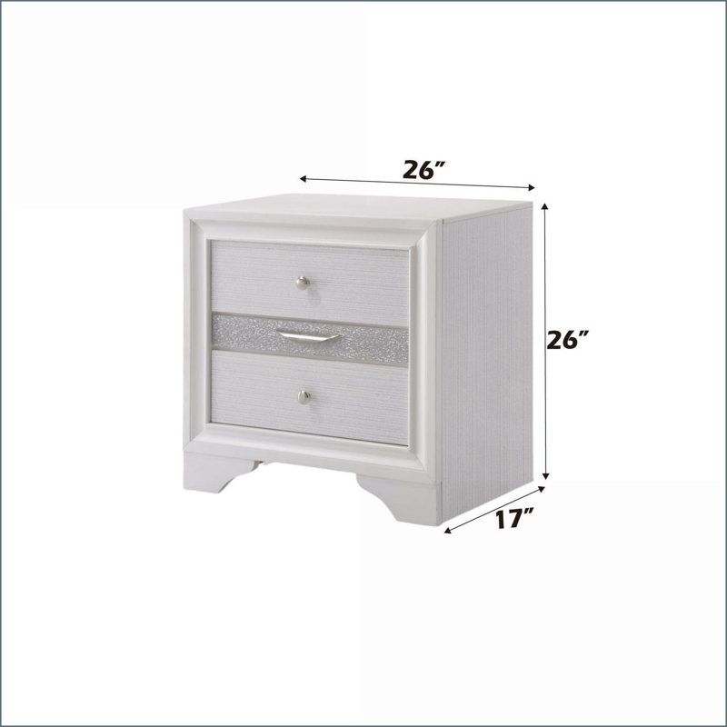 Table de chevet 2 tiroirs Naima, Blanc