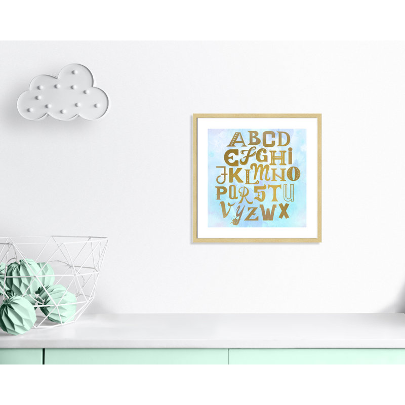 Abc Blue », impression sur papier, Encadré de boîte champagne clair, H 22,5 po x l 22,5 po x P 1,18 po