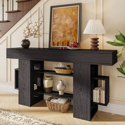 63" Farmhouse Console Table with Open Storage