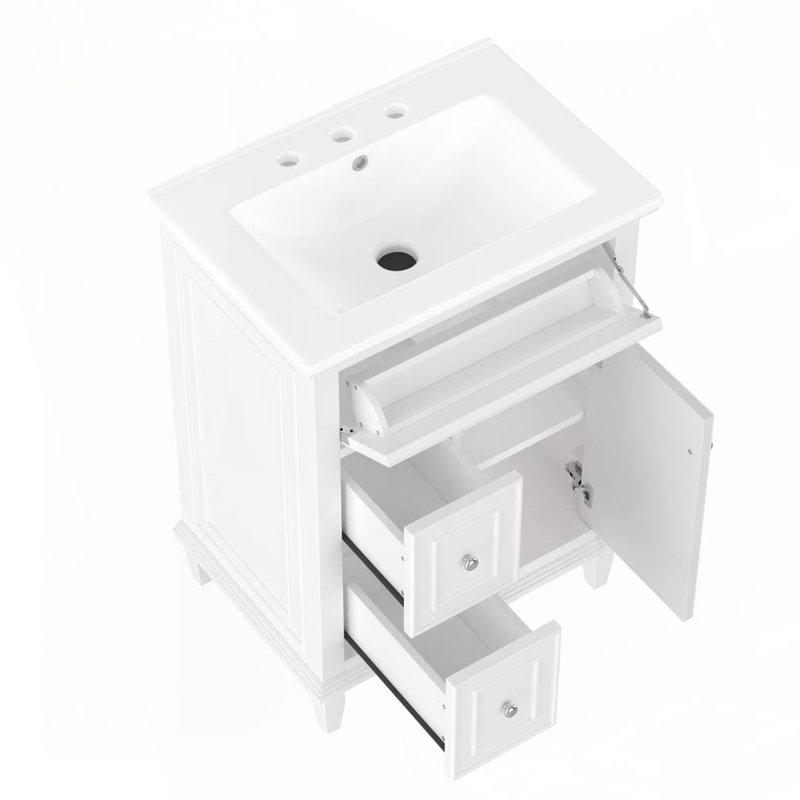 Meuble-lavabo 24 po avec lavabo en céramique, Blanc