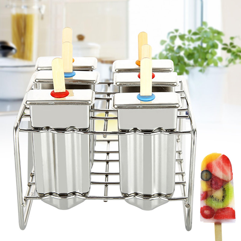 6 PCS Stainless Steel Popsicle Molds