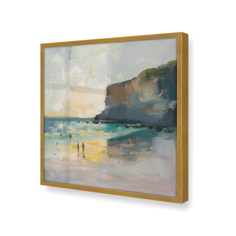 «Seascape Sonata V2 (Square)», impression encadrée sur papier par Azure Artisanal Studio, Or poli