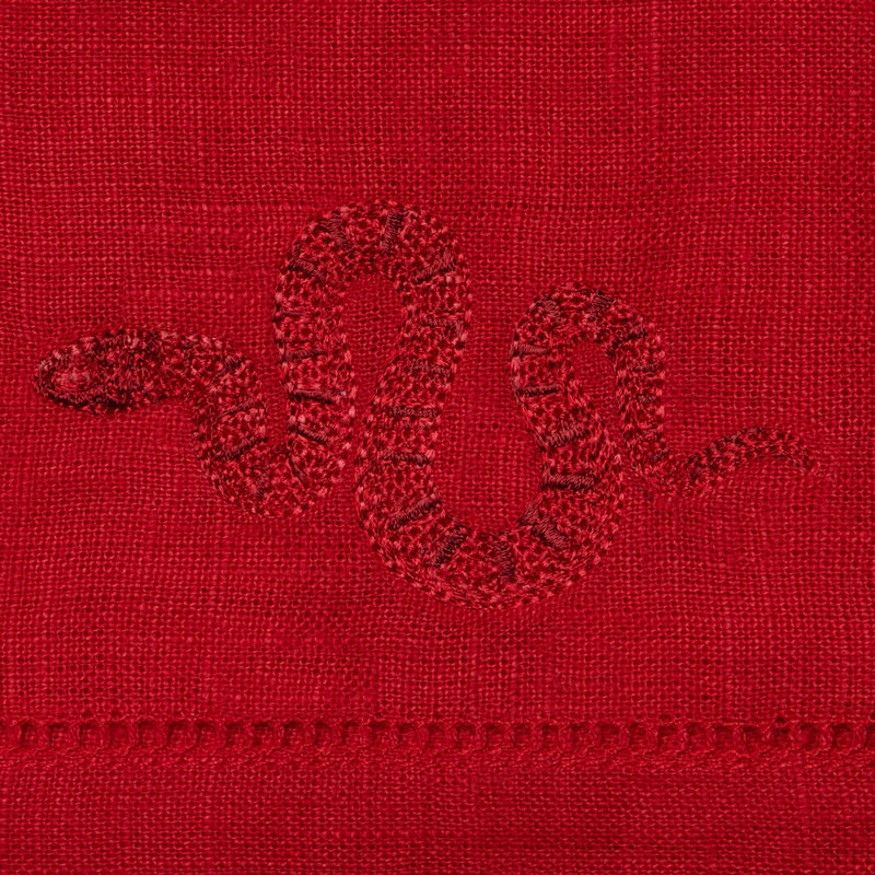 Lny2025-Snake 6 x 6 Cocktail Napkin, Red/Gold