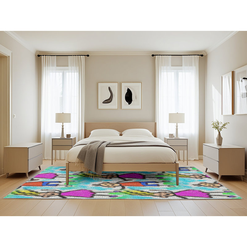 Tapis décoratif rose pinson, Rectangle 5 pi x 8 pi