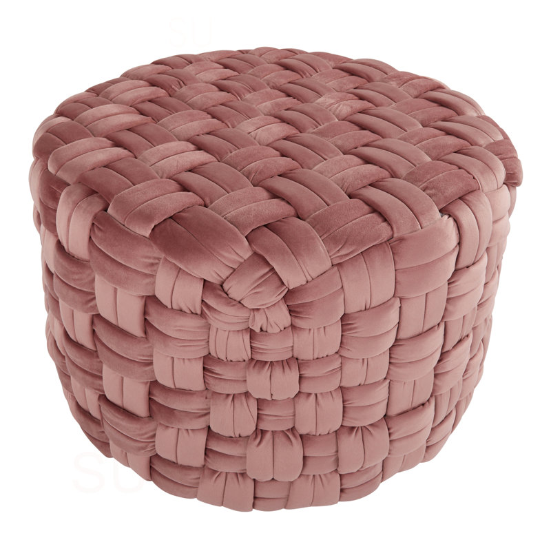 Velvet Pouf, Blush Pink Velvet