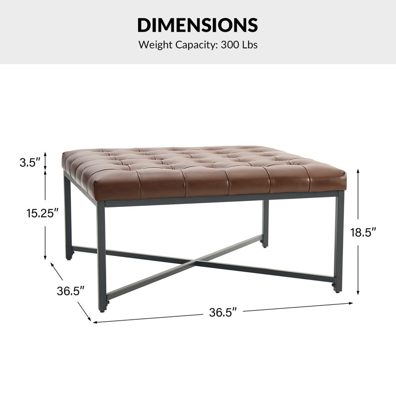 Table basse en cuir véritable Anahli Tatiana, Brun