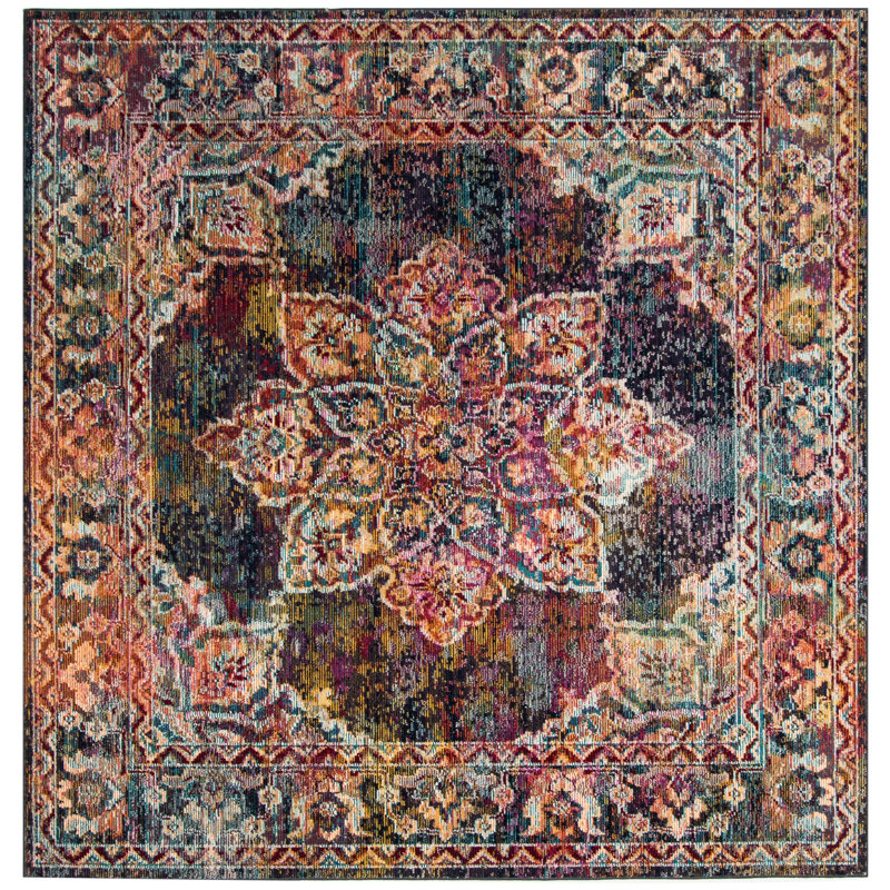 Mae Crystal Performance Oriental Rug, Square 7'