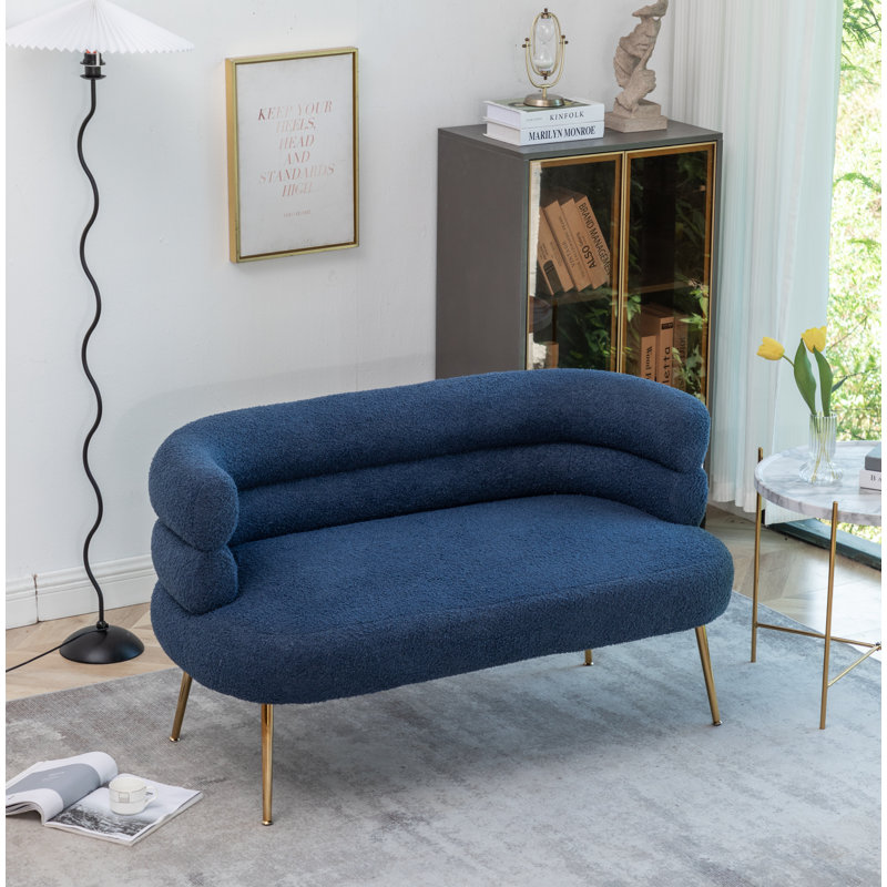 Demetrius  50'' Upholstered Loveseat, Blue Teddy Fabric
