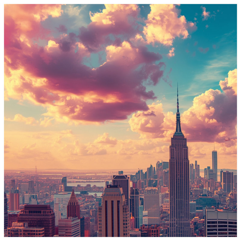 Couvertures New York City Skyline, L 50 po x H 60 po