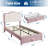 Twin Upholstered Platform Bed Frame with Storage Drawer, Wavy Velvet Headboard-968661845