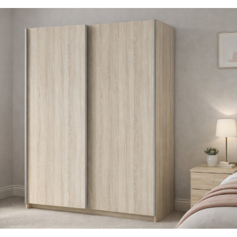 Laminate Wardrobe, 198.5cm H x 180.6cm W x 62cm D, Natural