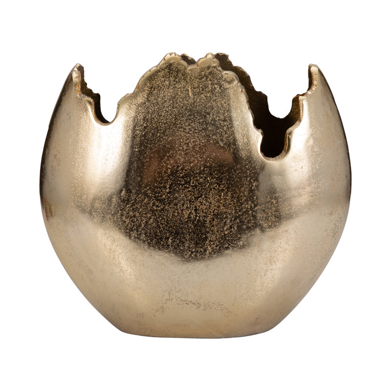 Ivy Bronx Aluminum Champagne Vase: 12-Inch Raw Edge Round Elegance, Transform Your Space With This Unique Decor Piece