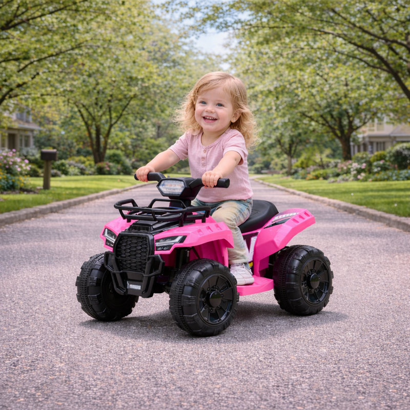 Forever Source Battery Powered ATV Ride On Toy for Kids, 4 Wheeler with LED Lights & Music, 1.2 MPH Max Speed, Perfect Gift for Toddlers Ages 1.5-3, Pink