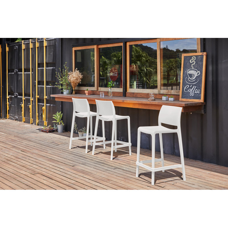 Sensilla Stackable Low Back Counter Stool, White