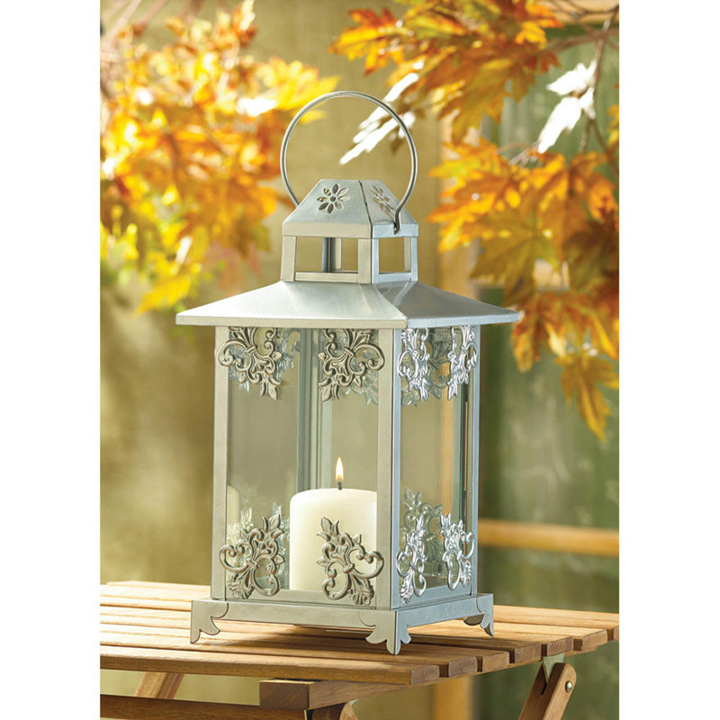 LANTERNE BOUGIE SILVER SCROLLwork