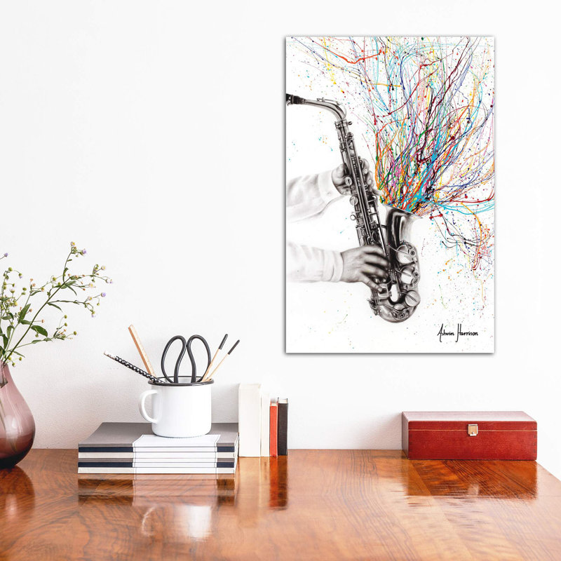 The Jazz Saxophone by Ashvin Harrison - Wrapped Canvas Painting, 30.48 cm H x 45.72 cm W