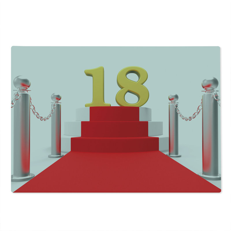 Planche à découper Ambesonne, fête d'anniversaire de 18 ans, grande fête, gris, blanc et rouge