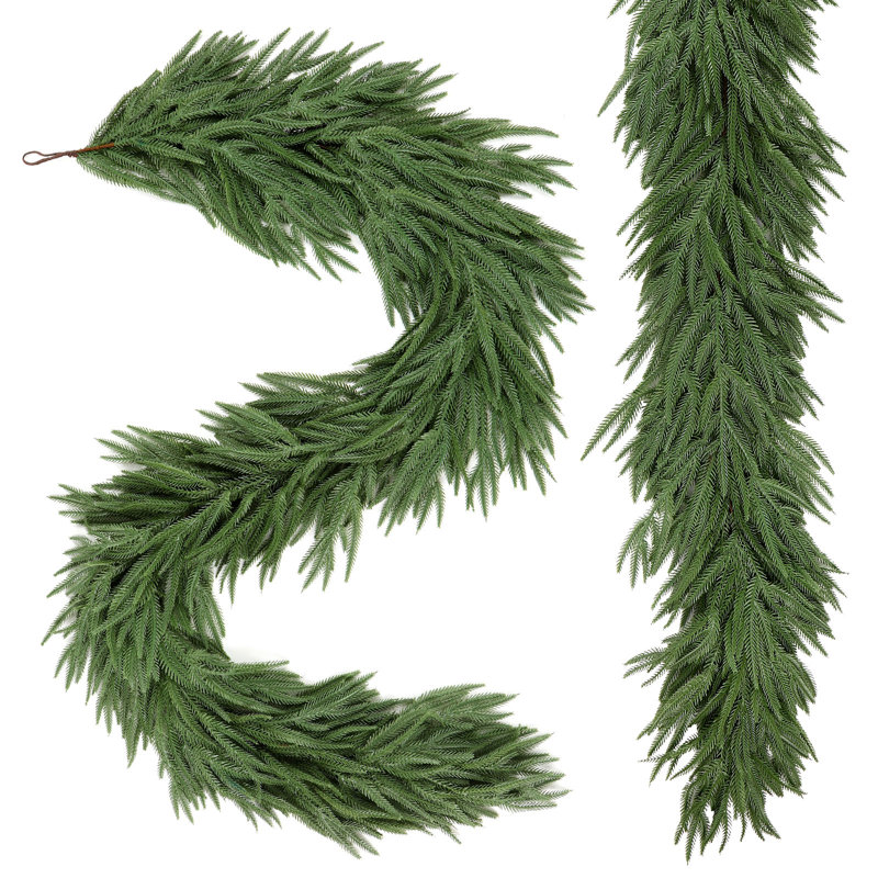 in. Lighted Fresh Faux Artificial Garland, 9FT(2.7M),2pcs