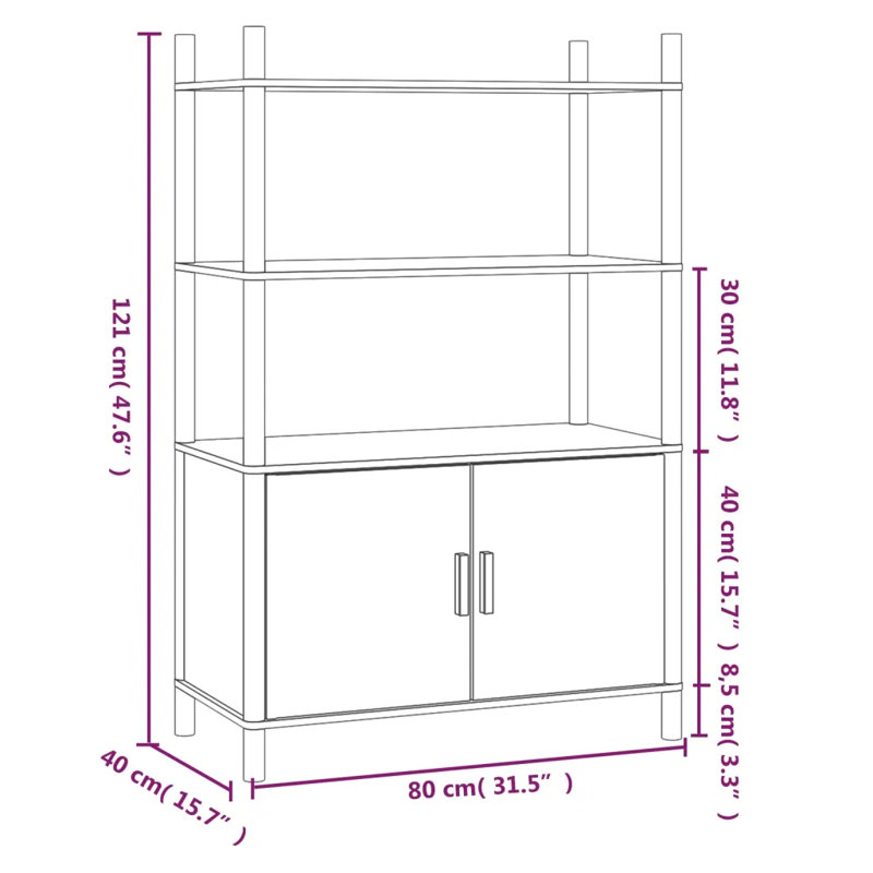 Lede 80cm Sideboard, Black, 121cm H x 80cm W x 40cm D
