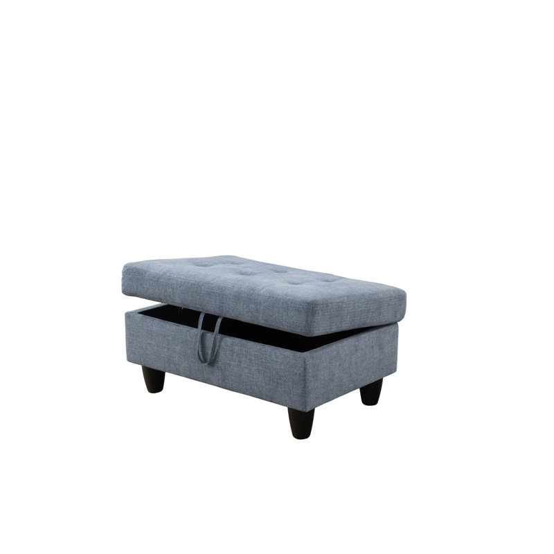 Asenath Upholstered Sectional, Left Hand Facing, Blue Gray Linen Blend