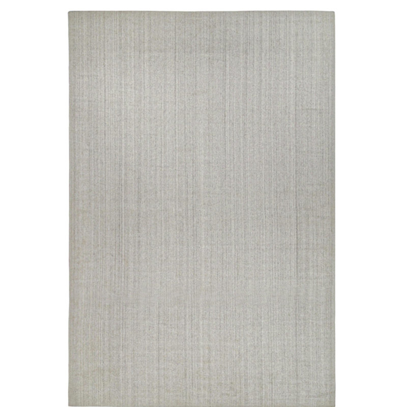 Rug & Kilim’S Contemporary Rug In Solid Gray And Off-White Striae