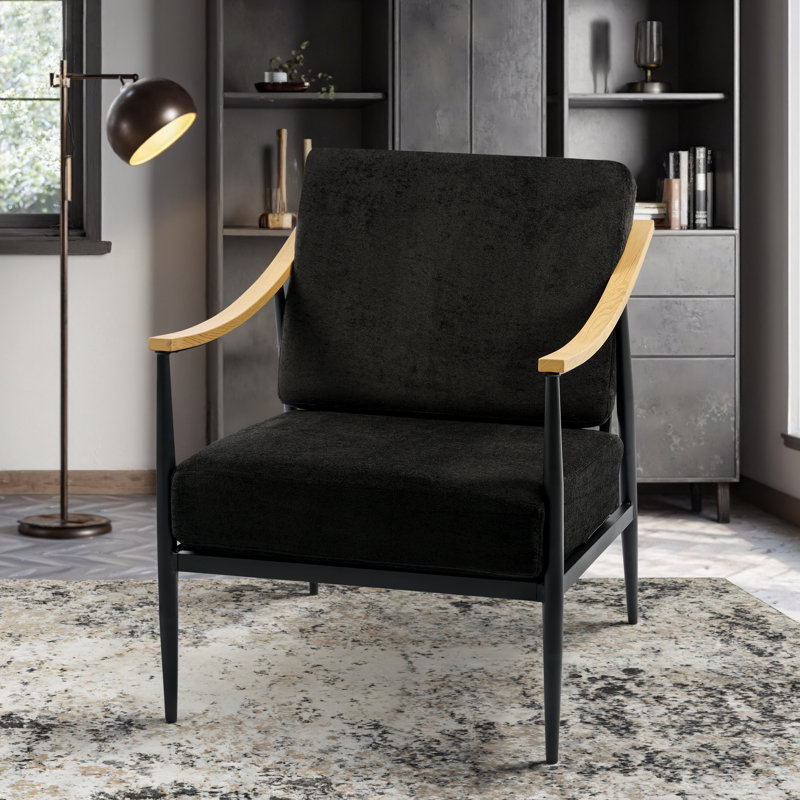 Fauteuil d'appoint 26 po Mid-Century, Noir
