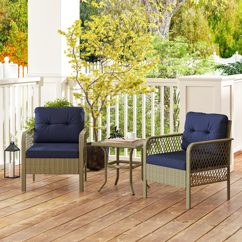 Wicker 2 - Person Garden Lounge Set with Cushions