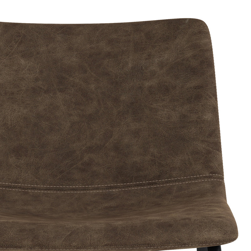 Distressed Brown Faux Leather Upholstered Side Chair with Metal Frame
