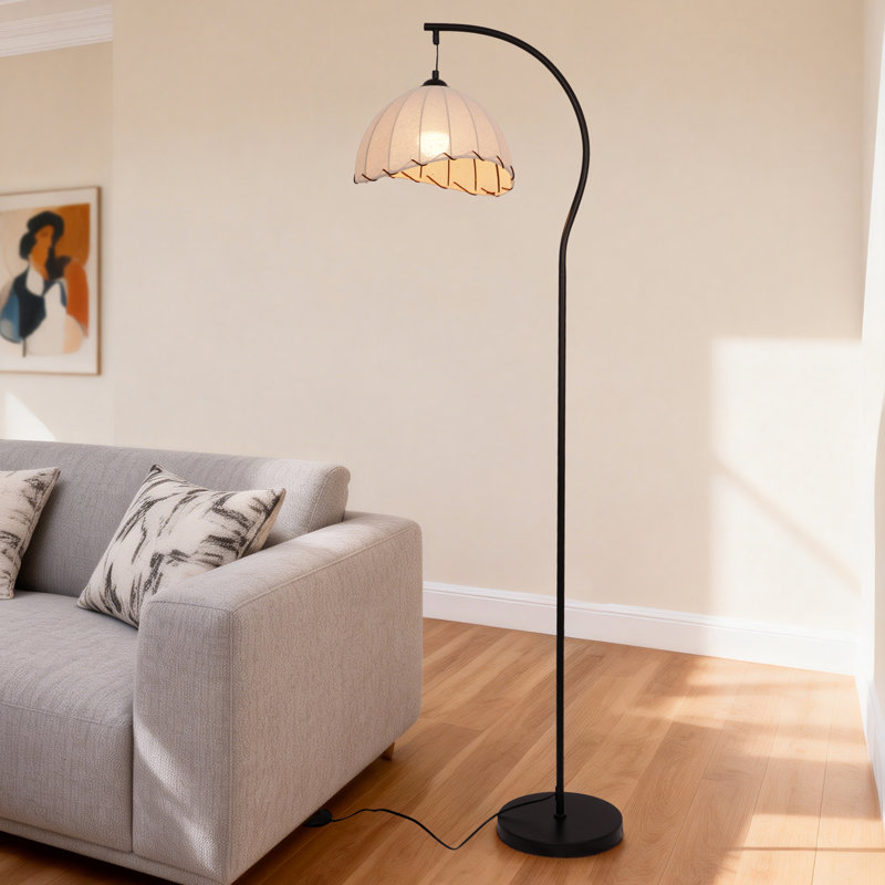 Black Floor Lamp Iron Base With E26 Warm Light Bulb