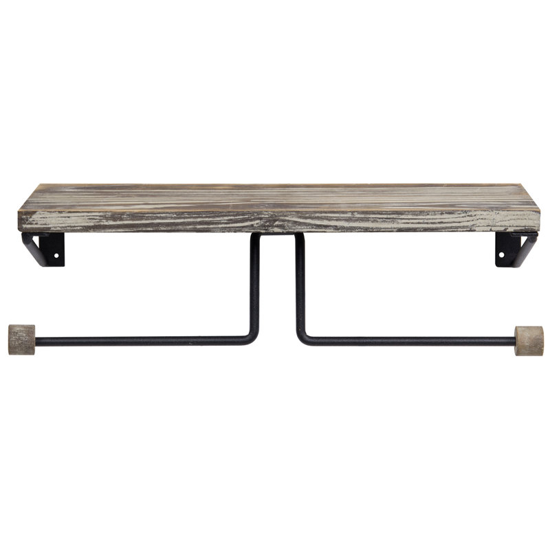 Wall Mounted Toilet Paper Holder, Torched Wood