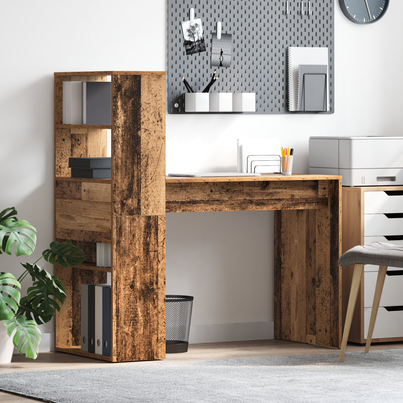 Desk Engineered Wood Medium Desk, Old Wood