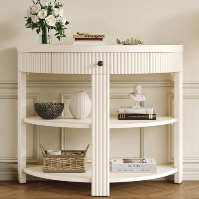 37'' Fluted Half Moon Console Table