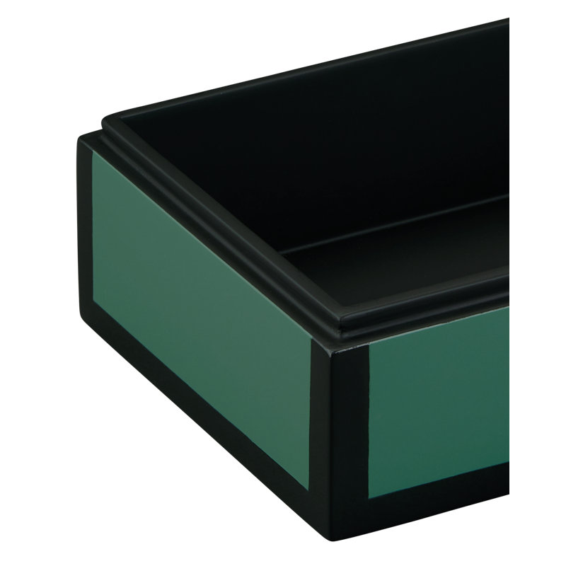 Navy Lacquer Box Set Of 2, Green 