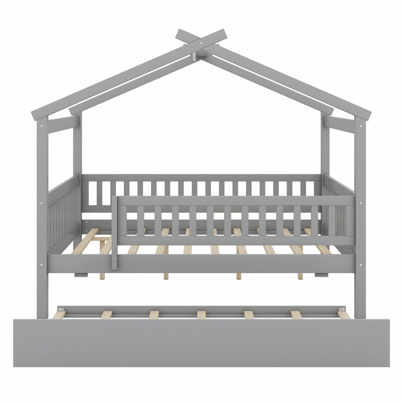 Lit en bois avec couchette, Gris