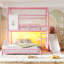 Lit superposé en métal avec glissade, échelle, lumière DEL, rideau et armoire de rangement, rose-1293687693-1293687795