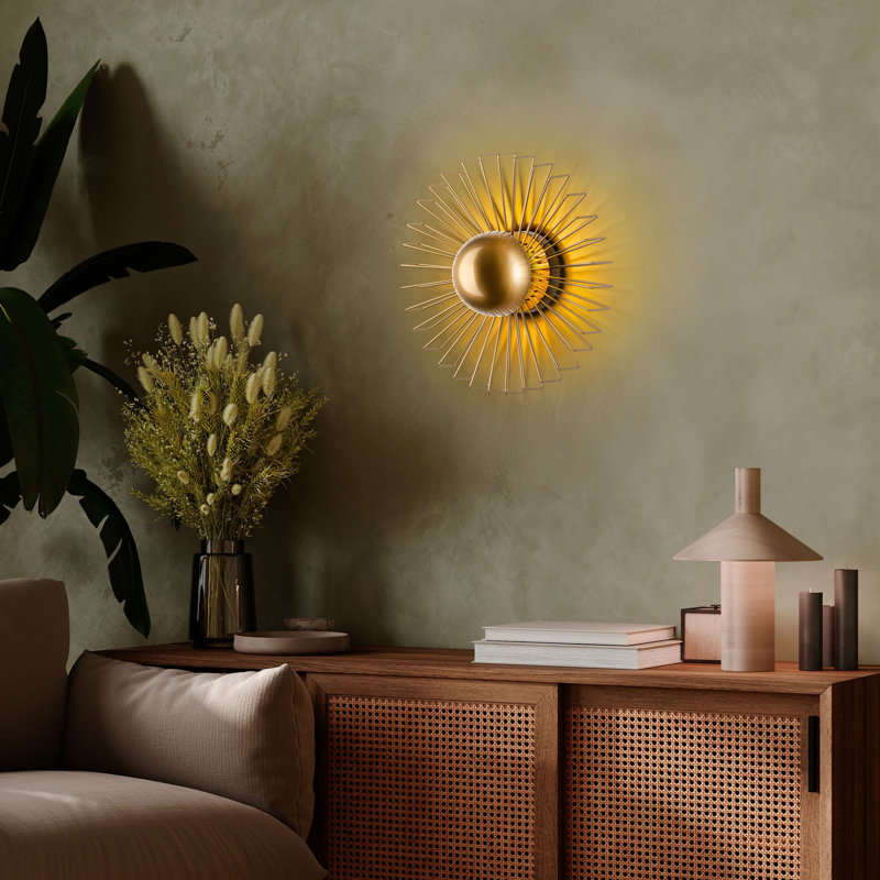 Lampe murale, Doré, H 17,72 po x l 17,72 po x P 7,09 po