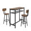 Ensemble de table de bar 3 pièces avec 2 tabourets - Plateau en bois aggloméré brun et structure en fer