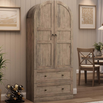 Almirah 72" Tall Arched Kitchen Pantry Storage Cabinet, Modern Farmhouse Storage Cabinets with 2 Doors & 4-Tier Thickened Shelves, Large Wood Arched P