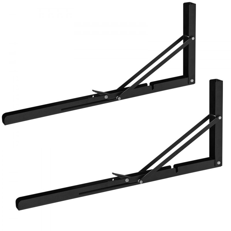 Support de tablette pliable, 2 pièces de L 24 po, supports de tablette flottants robustes, supports pour tablettes, support en L noir mat de 5 mm d'épaisseur, supports de tablette en acier avec capacité de charge de 300 lb