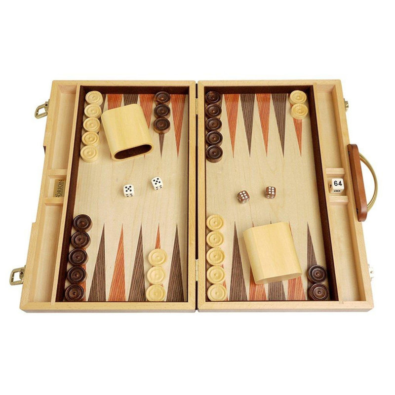 Backgammon, H 2 po x l 9,5 po x L 15 po, Noyer