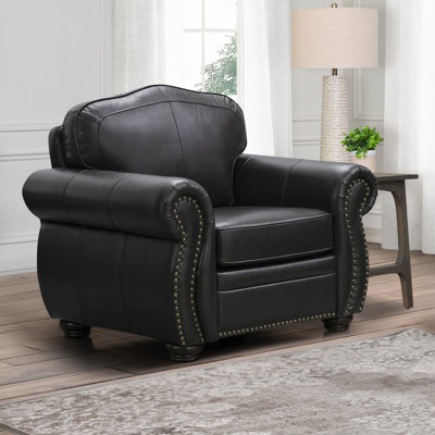 Fauteuil club en cuir fleur 44 po Finlea