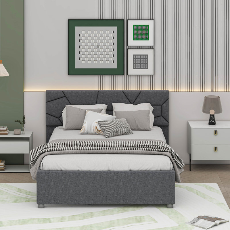 Veljkov Upholstered Platform Bed, Gray, Queen